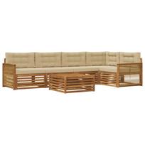 Lauko sofos komplektas su pagalve 6 pcs Natūralus ir bežinis
