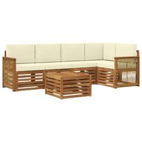Sekcijos sofų komplektas 5 pcs Natūralus ir grietinėlė