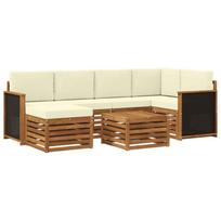 Sekcijos sofų komplektas 6 pcs Natūralus ir grietinėlė