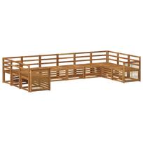 Sekcijos sofų komplektas 7 pcs Natūrali Kietos akacijos mediena