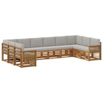 Sekcijos sofų komplektas 7 pcs Natūrali ir šviesiai pilka