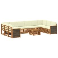Lauko sofos komplektas su pagalve 8 pcs Natūralus ir grietinėlė