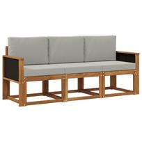 Lauko sofos komplektas 3 pcs Natūrali ir šviesiai pilka