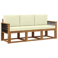 Lauko sofos komplektas su pagalve 3 pcs Natūralus ir grietinėlė