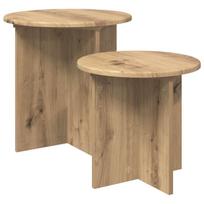 Šoninių staliukų komplektas su saugykla 2 pcs Artisano ąžuolo