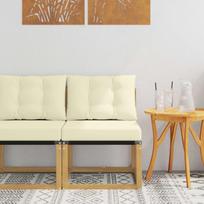 Lauko Vidurinis Sofa Kietas akacijos medis ir tekstilenas Balta