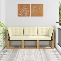 Lauko vidurinė ir kampinė sofa su pagalve 3 Vienetas Balta