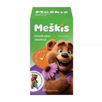 MEŠKIS maisto papildas EŽIUOLĖ PLIUS VITAMINAI, 50 guminukų