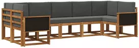 Lauko sofos komplektas su pagalve 7 pcs Natūralus ir antracitas