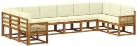 Lauko sofos komplektas 10 pcs Natūralus ir grietinėlė