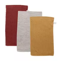 Little Dutch washcloths set 3 pcs ´Pure Indian Red, Grey and Ochre´