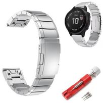 „BestAccessories“, plieninė apyrankė, skirta G. Fenix ​​​​3 / 3HR / 5X / 6X / 7X / 8 51mm, sidabrinė