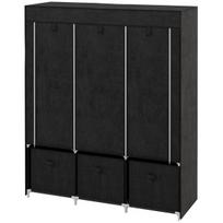 Veltinio spinta, sulankstoma, 125x43x162,5 cm, 3 stalčiai, juoda