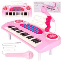Vaikiškas pianinas 37 klavišų su mikrofonu, rožinis, USB, MP3