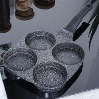 Kiaušinių keptuvė granito 4 skylės BLACK LINE 19x19 cm juoda Orion