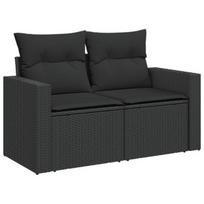 Dvivietė sodo sofa，Lauko sofa su pagalvėlėmis, juodos spalvos, poliratanas CFE71940