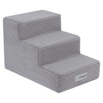 Welsti laiptai šunims 30 cm, 3 laipteliai, pilkas Kordinis velvetas, iki 10 kg