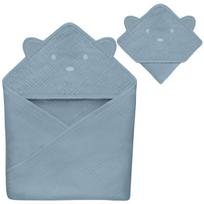 Vaikiškas muslino rankšluostis su gobtuvu Lionelo Muslin Hooded Towel Grey Sky