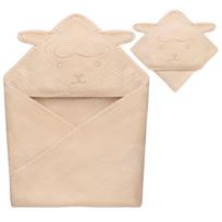 Vaikiškas muslino rankšluostis su gobtuvu Lionelo Muslin Hooded Towel Beige Sand