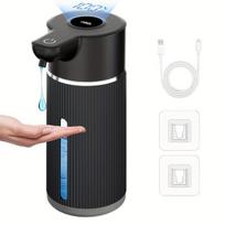 Didelis 420ml Bekontaktis Putų Muilo Dozatorius su LED Ekranu,  Juodas vertikalaus lango skystas modelis
