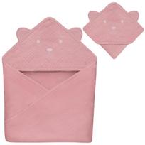 Vaikiškas muslino rankšluostis su gobtuvu Lionelo Muslin Hooded Towel Pink Baby