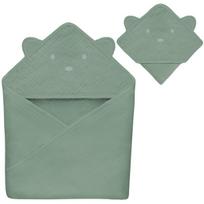 Vaikiškas muslino rankšluostis su gobtuvu Lionelo Muslin Hooded Towel Green Forest