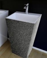 Akmens masės praustuvas su koja Besco Vera/O Glam Graphite, 40 x 50 x 85 cm