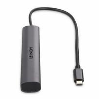 USB Hub - Lindy 4 Port USB 3.2 Gen 2 Type C Hub, 10Gbps, Tamsiai pilka