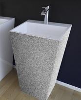 Akmens masės praustuvas su koja Besco Vera/O Glam Silver, 40 x 50 x 85 cm