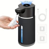 Didelis 420ml Bekontaktis Putų Muilo Dozatorius su LED Ekranu,  Juodas vertikalus lango putplasčio stilius