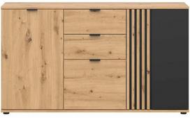 Komoda Vabres, juoda sp./artisan oak, 87 cm x 150.5 cm x 40 cm