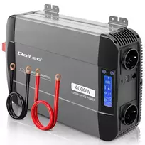 Qoltec Pure Sine Wave Inverter | 12V to 230V | 2000/4000W | LCD | USB | USB-C | Compatible with LiFePO4, GEL, AGM