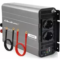 Qoltec MS Wave Voltage Converter | 12V to 230V | 2500/5000W | USB | Compatible with LiFePO4, GEL, and AGM batteries