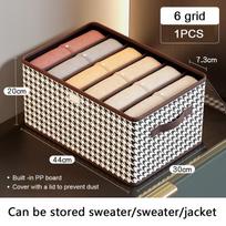 Clothes Storage Bags Pants Underwear Folding Dust-proof Organizer Underbed Wardrobe Closet Boxe 6 grid