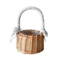 Flower Basket Lace Design Ornamental with Handle Picnic Foods Storage Basket for Hiking 2
