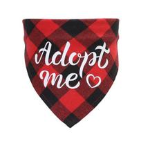 Dog Bandanas Adopt Me Plaid Adjustable Bibs for Dogs Cat Pet Scarf Accessories M(42x42x60CM) raudona