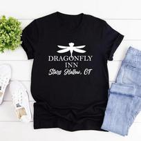 Dragonfly Inn Marškinėliai Stars Hollow Marškiniai Moteriški Trumpomis Rankovėmis Grafiniai Marškinėliai Įkvėpti Gilmore Girls Marškinėliai Moteriški Laisvalaikio Viršutiniai Drabužiai S juoda