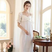 Ice Silk Sling Nightgown Women's Summer New Loose Thin Short-sleeved Pajamas French Princess Pure Desire Home Clothes Outer Wear S smėlis