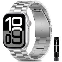 Nerūdijančio plieno keičiamas dirželis apyrankė Apple Watch dirželiui S10 46mm 42mm 38/40/41/44/45/49mm Apple Watch Ultra 9 8 7 6 5 4 3 2 1 SE dirželiui 42/44/45/49/S10 46mm sidabras