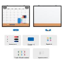 Magnetic Wall-Mount Aluminum Planner: Double-Sided Cork & Whiteboard