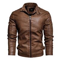 Rudens ir žiemos vyriškas odinis švarkas PU švarkas Slim Fit verslo atsitiktinis vyriškas retro M chaki