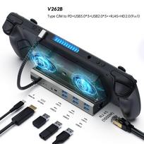 Dokinimo stotelė su ventiliatoriumi, skirta Asus ROG Ally, suderinama su HDMI 4k@60hz, Gigabit Ethernet 1000Mbps, USB-C PD3.0 įkrovimu, skirta Steam Deck