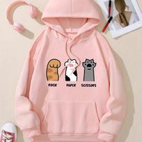 Women's Three Cat Paws Pattern Printed Hoodie Drawstring Hooded Sweatshirt Suitable for Winter and Autumn Women's Clothing S