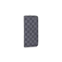 Louis Vuitton Zippy Checkered Coated Canvas Wallet Men wallet Graphite N63095 Basic Set (Bag+Dust Bag)