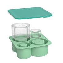Creative Cylinder Ice Cube Tray Easy-Release Silicone Ice Mold BPA-Free Leak-Proof Lid žalia
