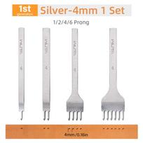 WUTA 1Set 4pcs Basic Leather Chisel Tool Diamond Pricking Iron Hole Punch Stitching Leather Craft tools 3/4/5/6mm 1-2-4-6 teeth
