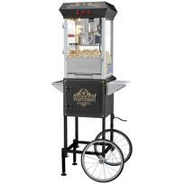 Popcorn Popper Machine with Cart Popcorn Maker 850W 8 Oz 48 Cups Black