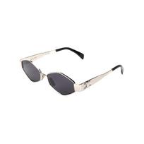 Celine Metalinis Triumfo arkos logotipas Netaisyklingos formos akiniai nuo saulės Unisex akiniai nuo saulės Sidabriniai CL40254U-16A Brown Eyeglass Pouch