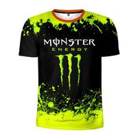 Vyriški vasariniai 3D spausdinti Monster Energy prekės ženklo vyriški marškinėliai, laisvalaikio, greitai džiūstantys, kvėpuojantys, apvalia apykakle, trumpomis rankovėmis S black