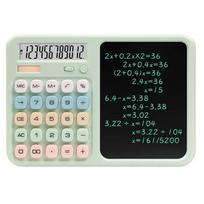 12 Digit Display Writing Tablet Calculator Large Button Design Dual Powered Accounting Calculator with Pen Slot Smooth Writing žalia